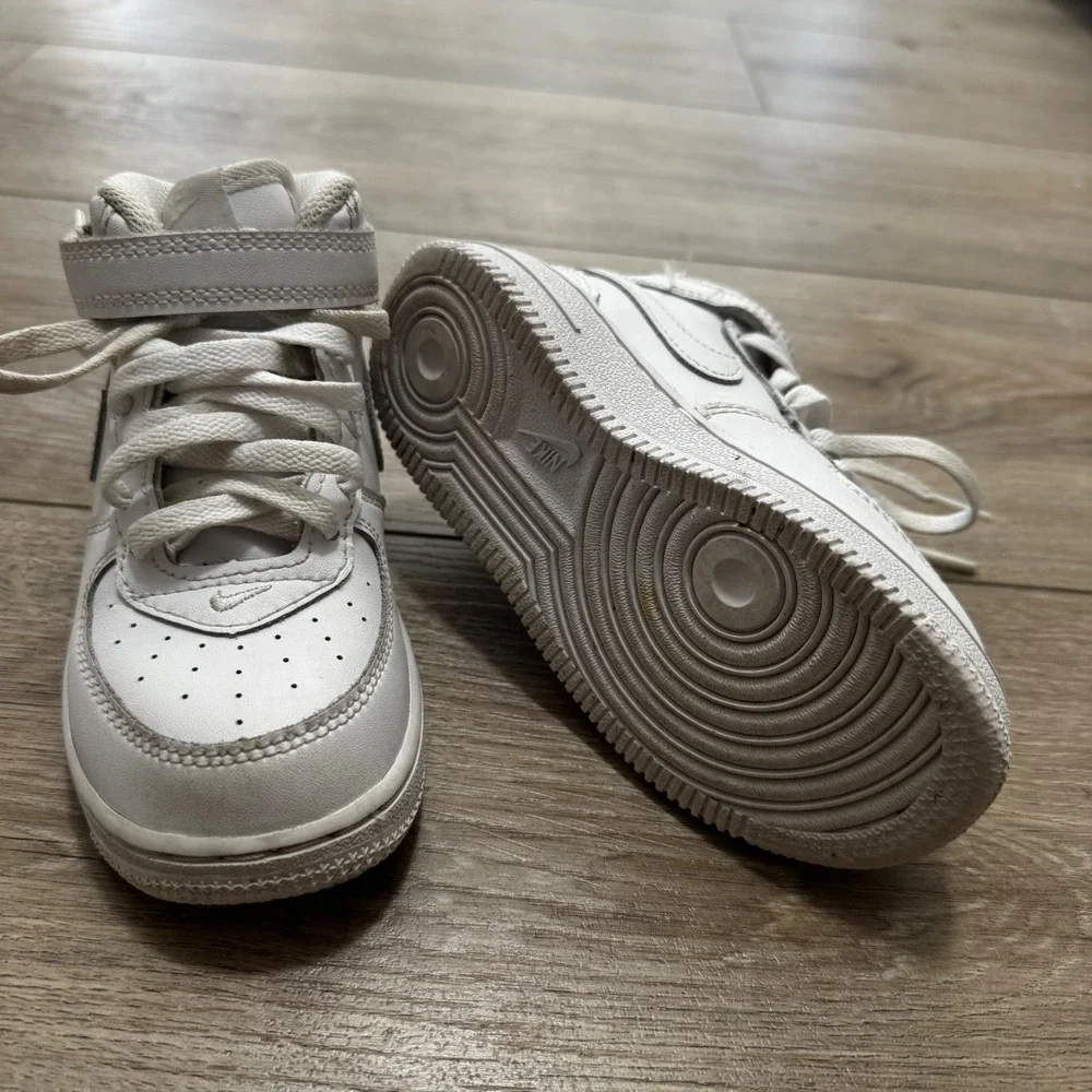 Nike Air Force 1 Mid Toddler 9C White Leather Sneakers DH2935-111